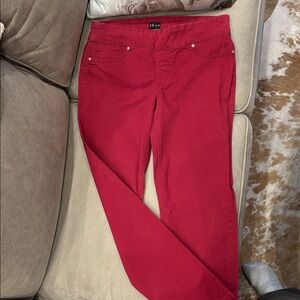 Dash deep red pull on jeans